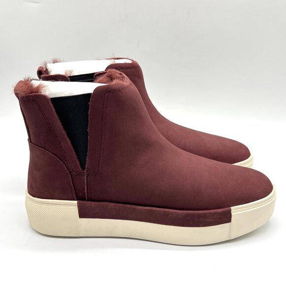 Jslides Womens Size 6 Val Burgundy Red Nubuck Leather Ankle Boots Booties Shoes - Picture 1 of 15